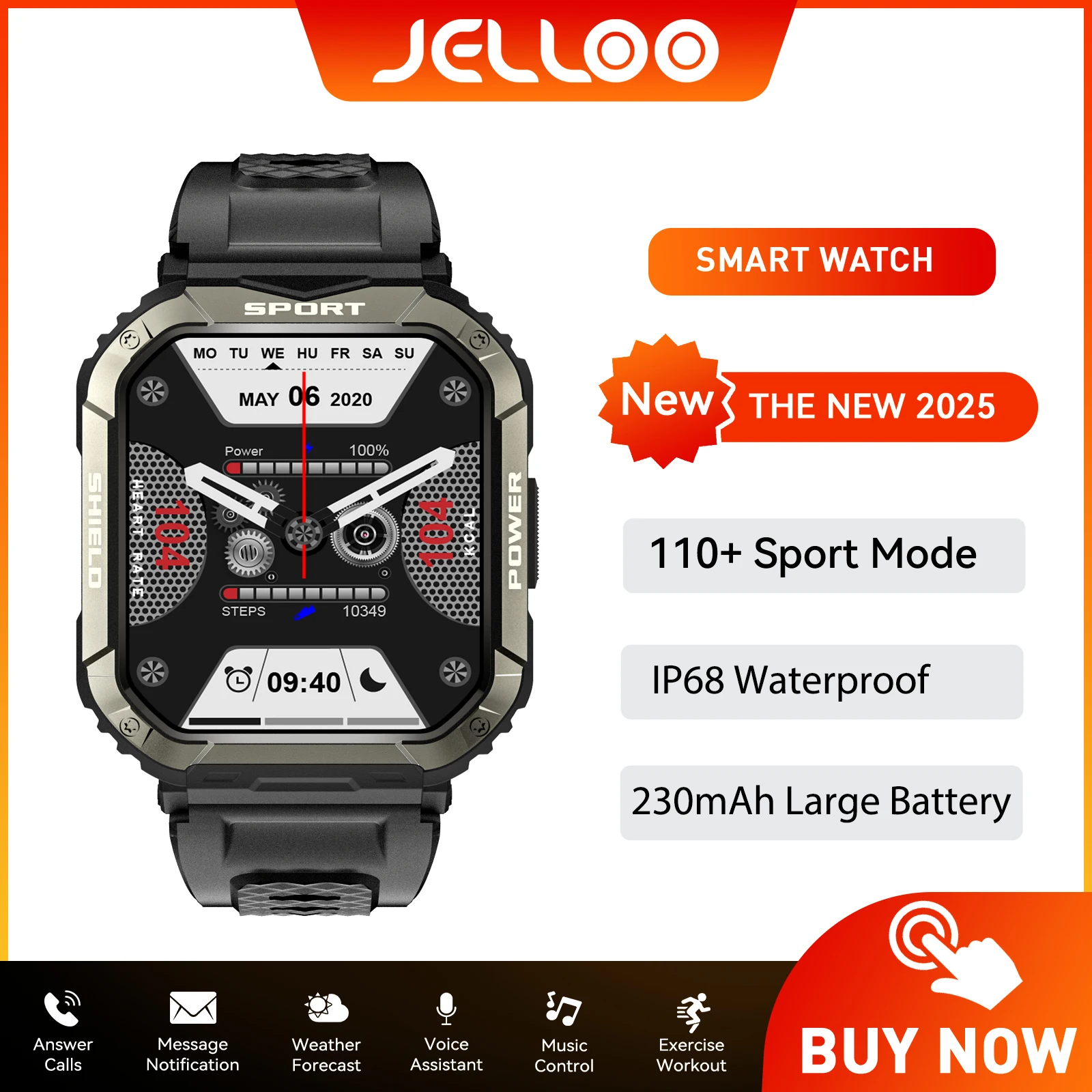 

JELLOO New Smart Watches for Men with 100+ Sport Modes 1.83"HD Full Screen Sleep Monitor Fitness Trackers Compatible Android iOS