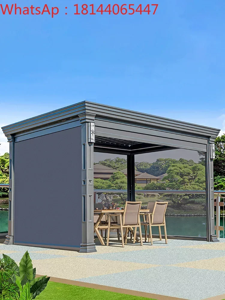 

Custom cast fan electric pavilion, aluminum alloy outdoor courtyard terrace,roof sunshade,villa,new Chinese style outdoor garden