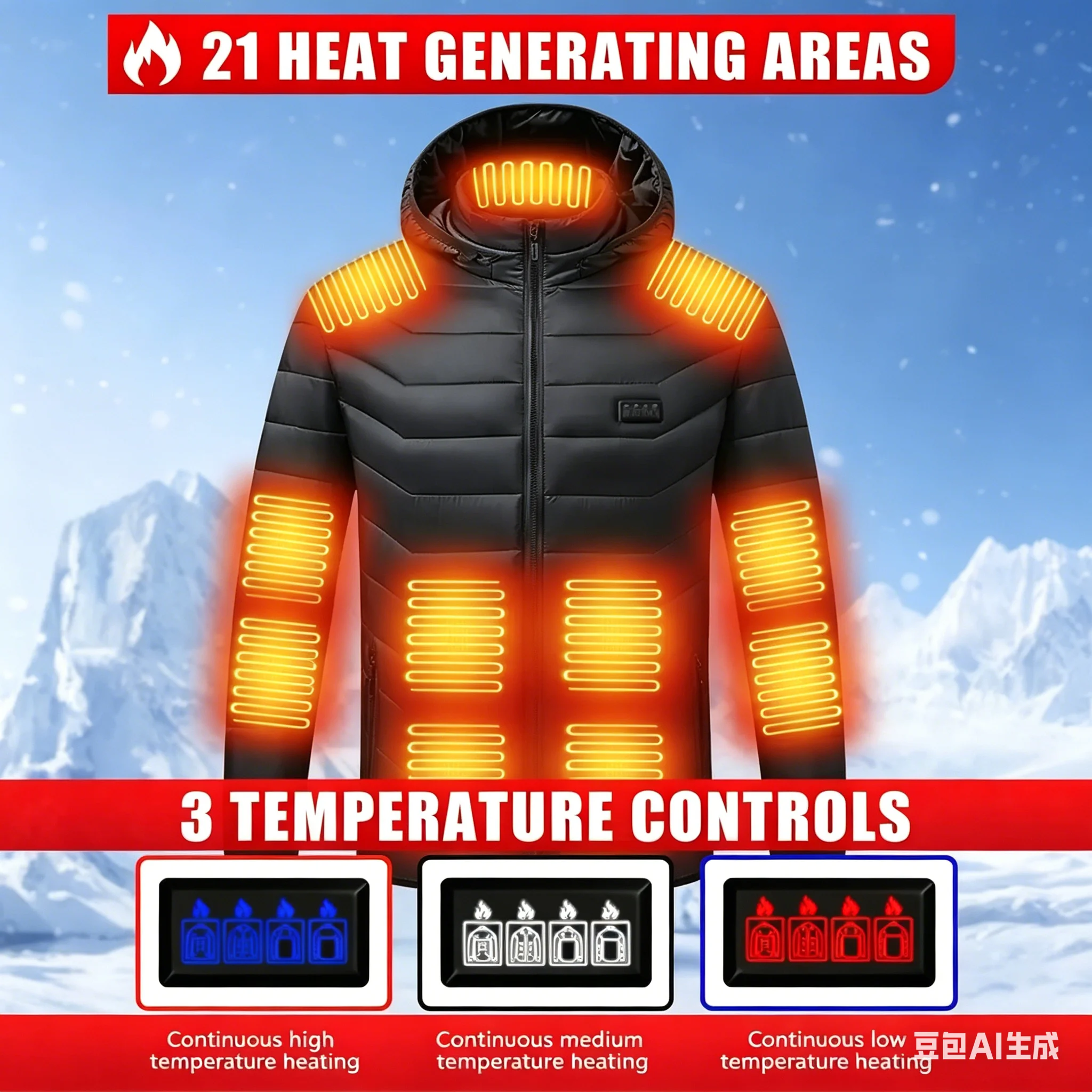 28ゾーン加熱ジャケット。冬の寒さ対策に最適。4つの制御スイ - Winter Clothing Uae のレビューと価格