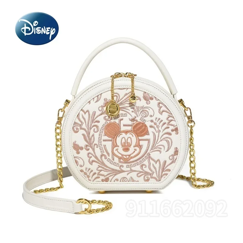 

Disney Mickey Original New Women's Handbag Round Cartoon Cute Women's Shoulder Messenger Bag Fashion Embroidery Women's Bag