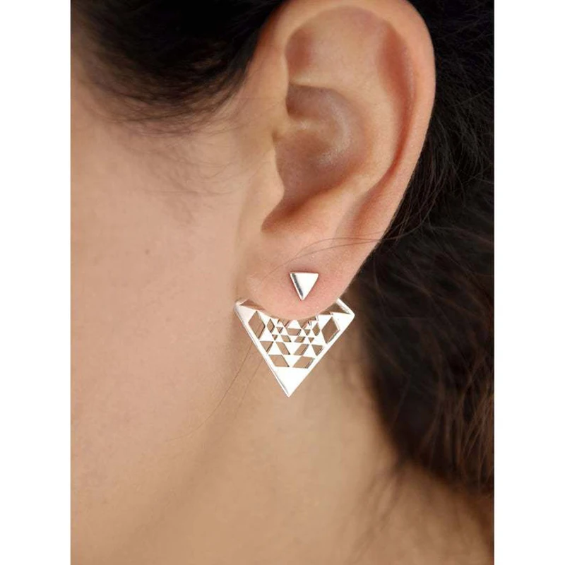 Bohemian Openwork Metal Lotus Opal Stud Earrings Vintage Jewelry Antique Silver Color Detachable Joint Earrings Mujer