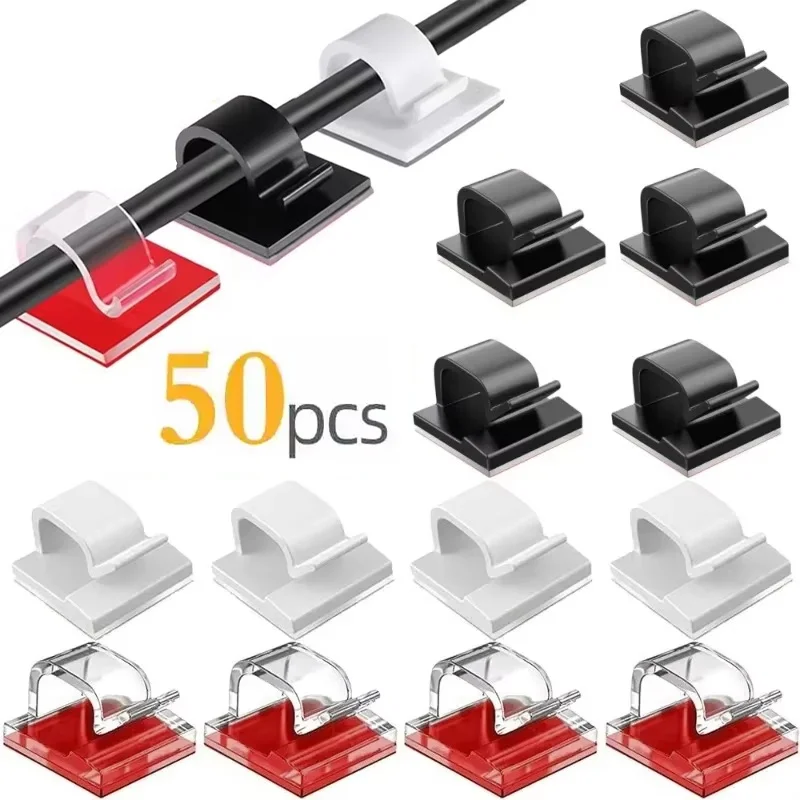 10/20/50 Stück selbstklebende Kabelklemmen, Kabelmanagement, Kabelhalter, USB-Kabel-Organizer, Kabelmanager für Kopfhörer- und Mauskabel