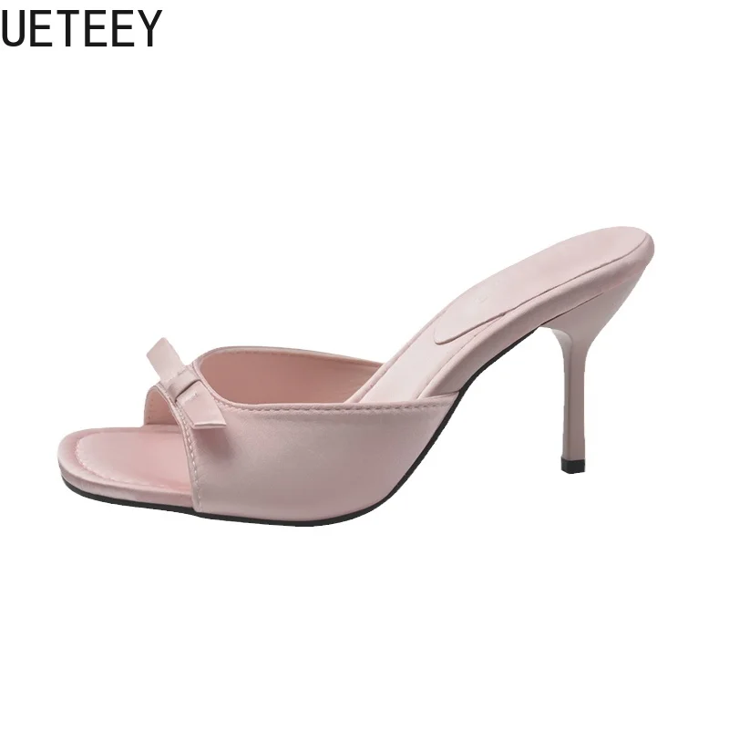 Designer Style Party Dress Women Slippers Shoes Fashion Butterfly-knot Summer Open Toe High Heel Ladies Slides Shoes image 6