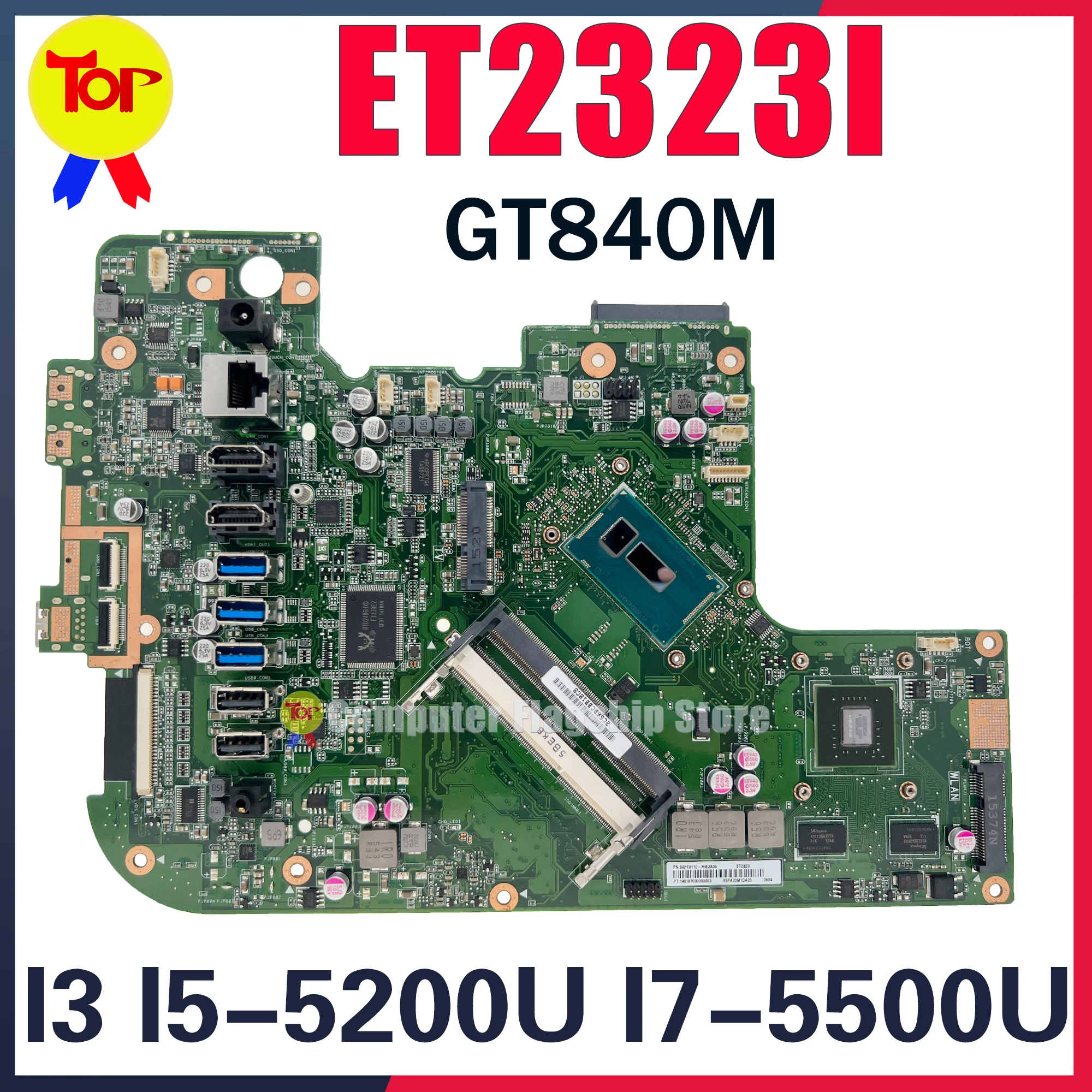 ET2323 Laptop Motherboard For ASUS ET2323I  ET2323INT ET2323IN ET2323IUT I3 I5-5200U I7-5500U GT840 Mainboard 100% Working Testd