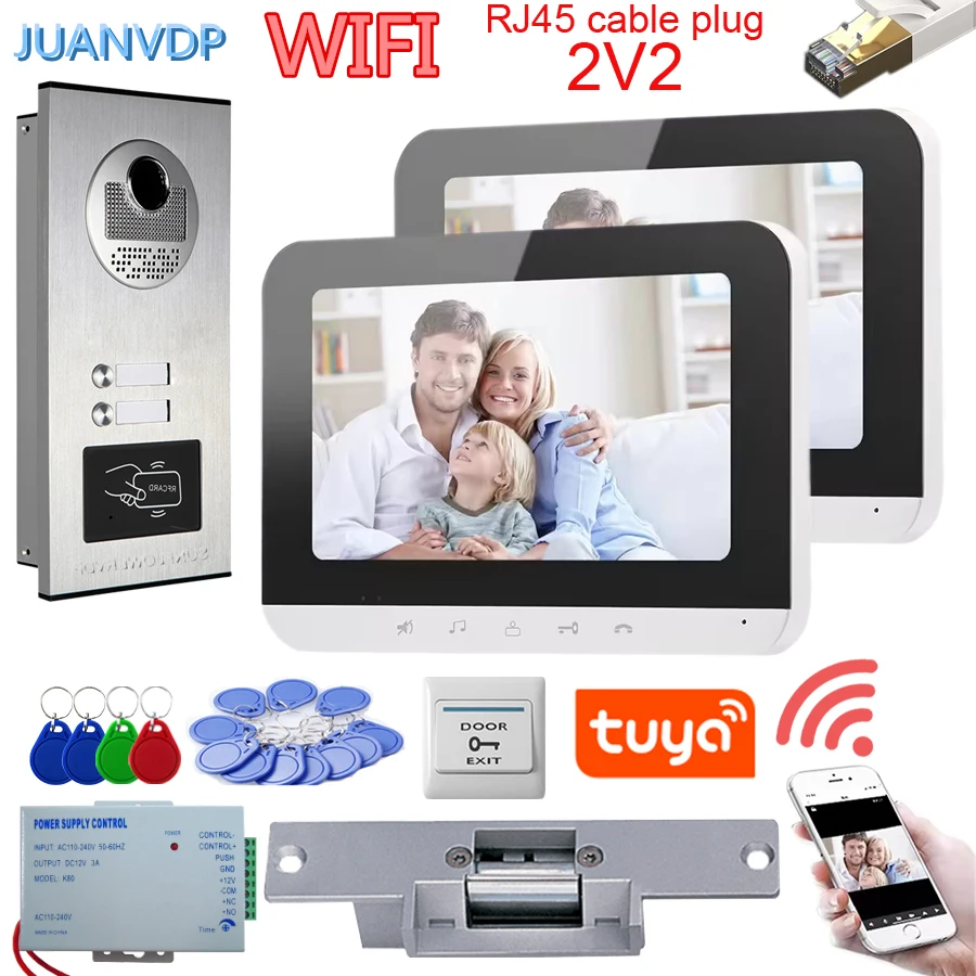 Wifi Video Intercom RJ45 Cable Plug Entry Phone Home Security Door RFID Camera Doorbell Interphone Private House 2/3/4/6 Lines