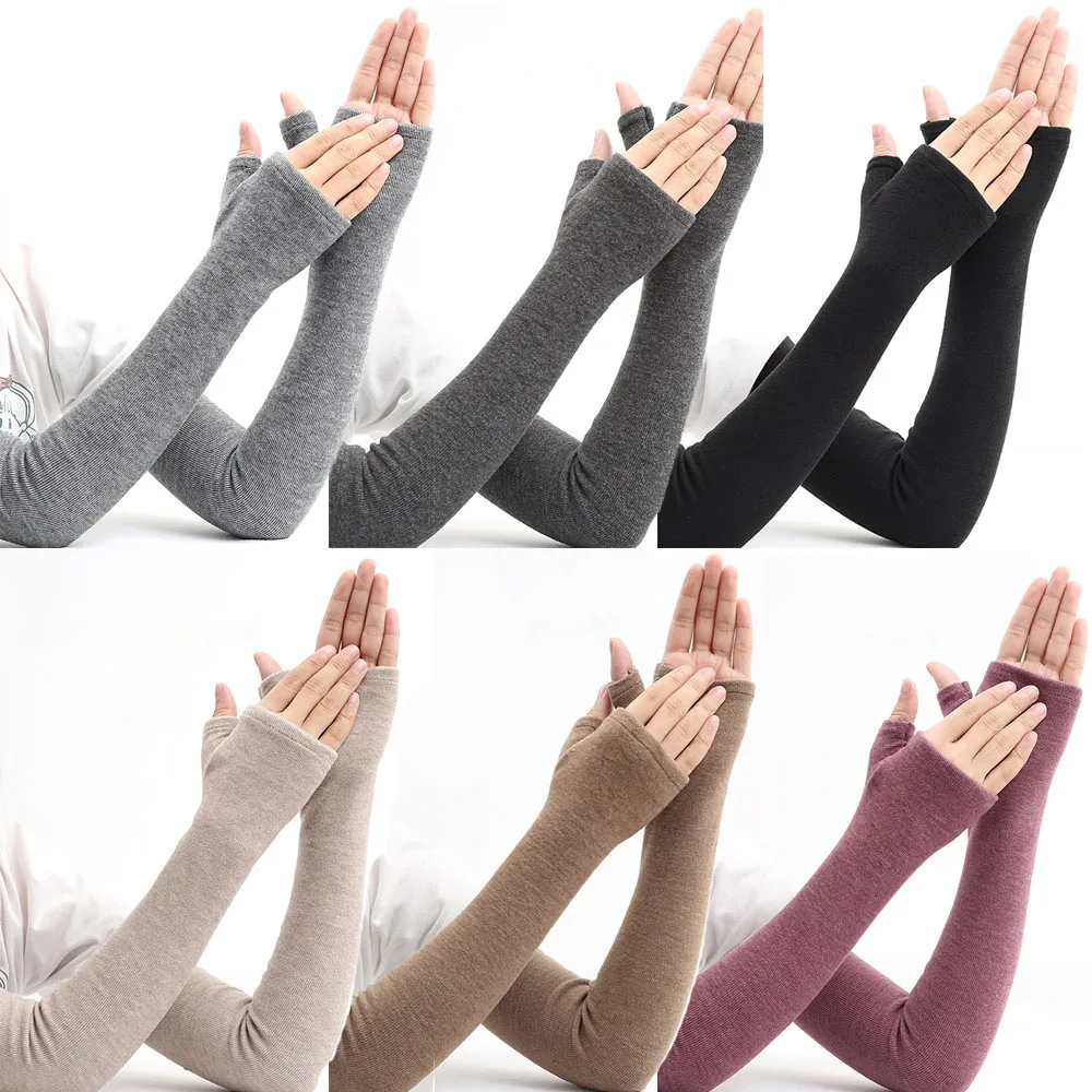 Hot Winter Men Women Warm Sleeves Gloves Fashion Fingerless Arm Warmers Soft Mitten Thickened Cold-Proof Oversleeve Lengthening