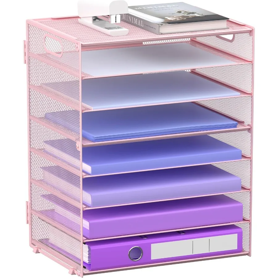 منظم صينية الحروف الورقية مكون من 8 طبقات مع مقابض شبكية وحامل ملفات المكتب ومنظمة تخزين للمنزل والمدرسة والفصول الدراسية والمكتب والمنتجعات الصحية #2