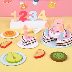 Wooden simulation double-layer birthday cake decorative toy, filled with a different atmosphere of ornaments