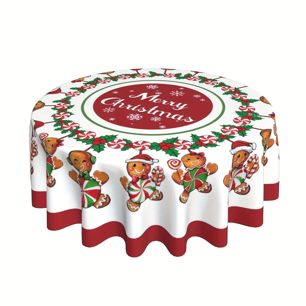 1pc Merry Christmas tablecloth, gingerbread man candy pattern tablecloth, suitable for home Christmas decoration gifts