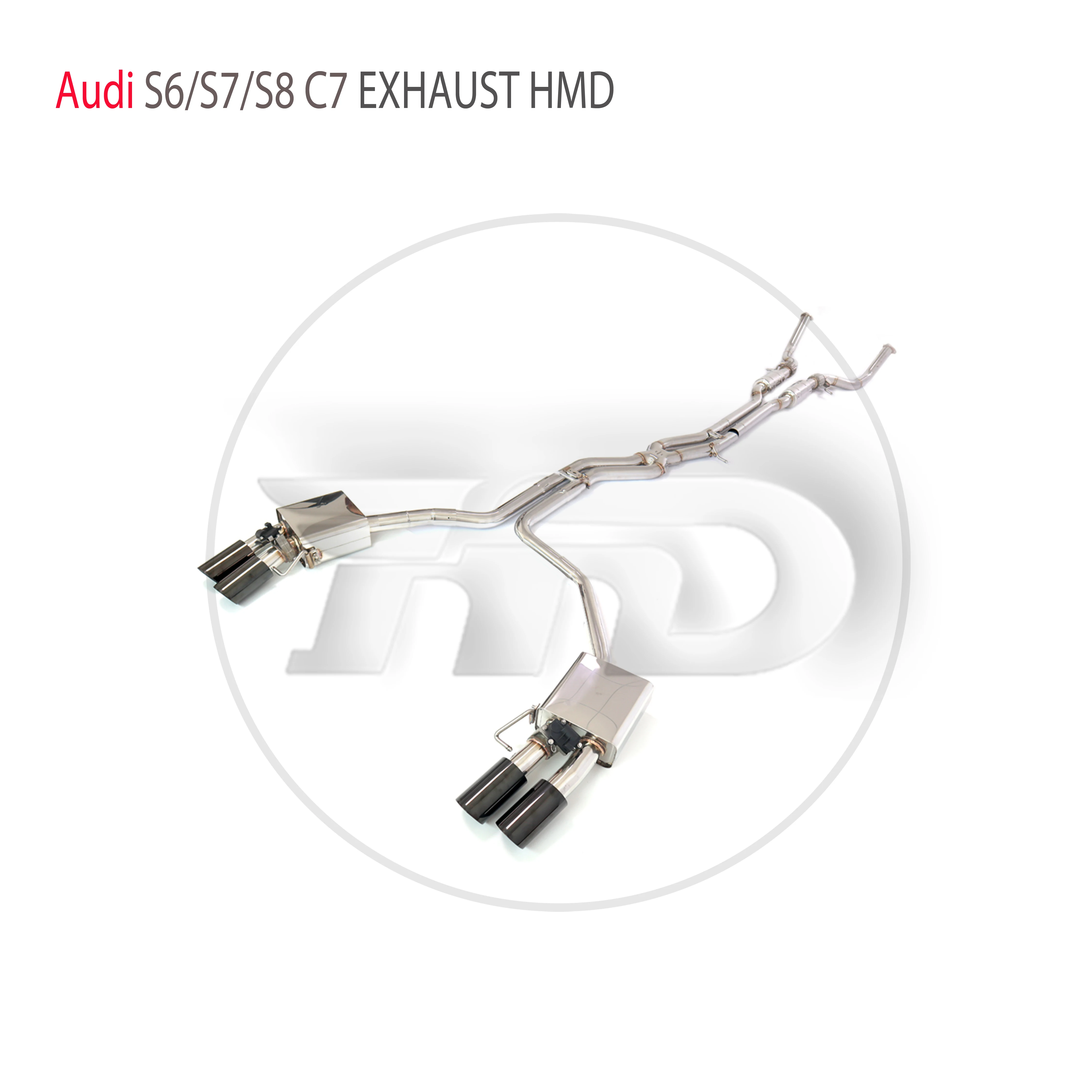 HMD Stainless Steel Resonance tube Middle tube Performance Catback for Audi S6 S7 C7 S8 D4 Exhaust System Muffler With Valve