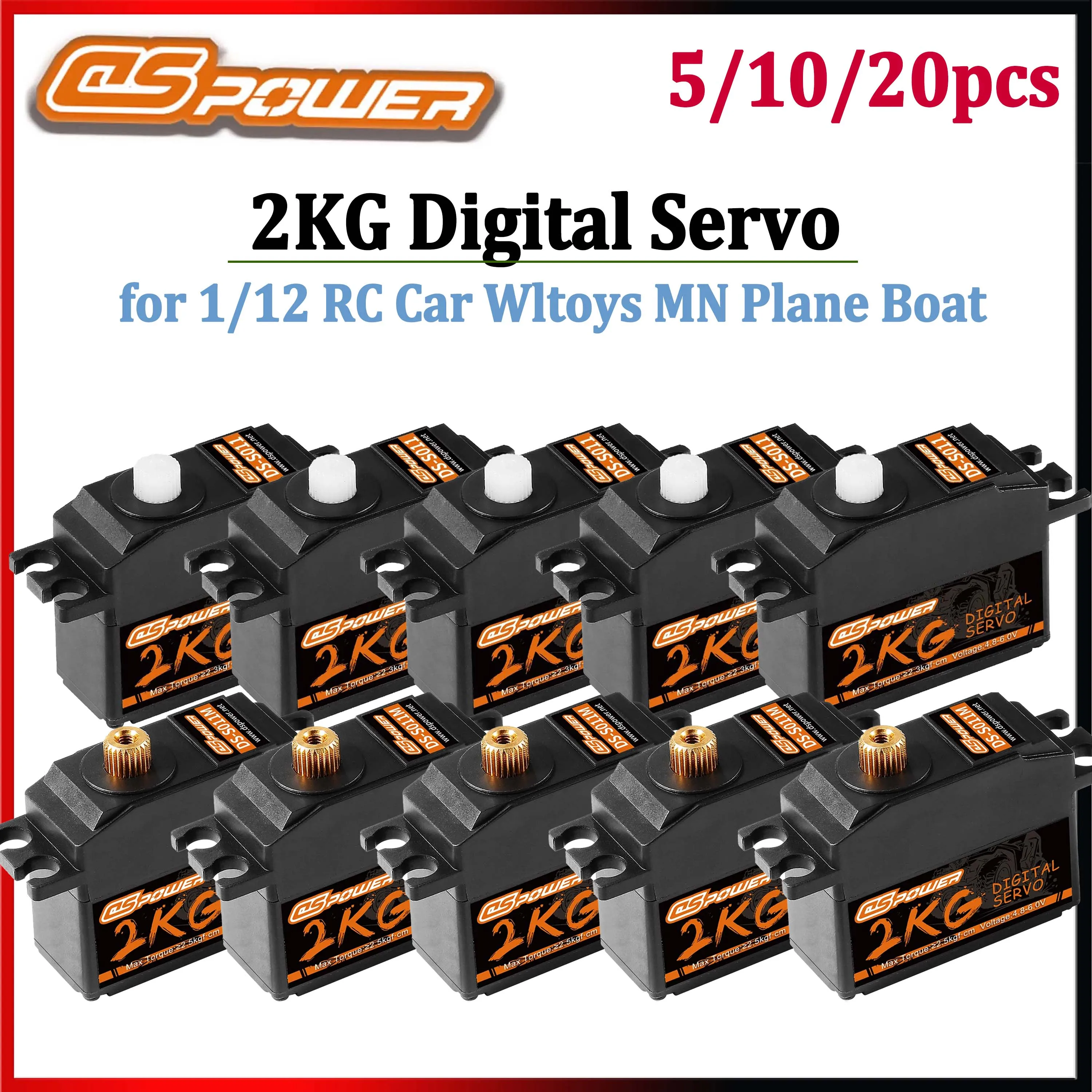 5/10/20PCS DSpower 2KG Metal Gear Digital Servo Waterproof for 1/12 RC Car 144001 12428 124018 MN99S MN86 Helicopter Plane Boat