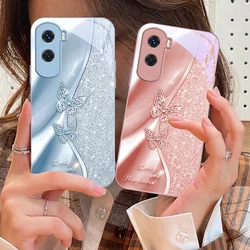 Golden Butterfly For Honor 200 90 8X 9X Pro Lite P50 P40 Nova 10 11i P60 Magic4 6 Mate 20 50 Tempered Glass Phone Case