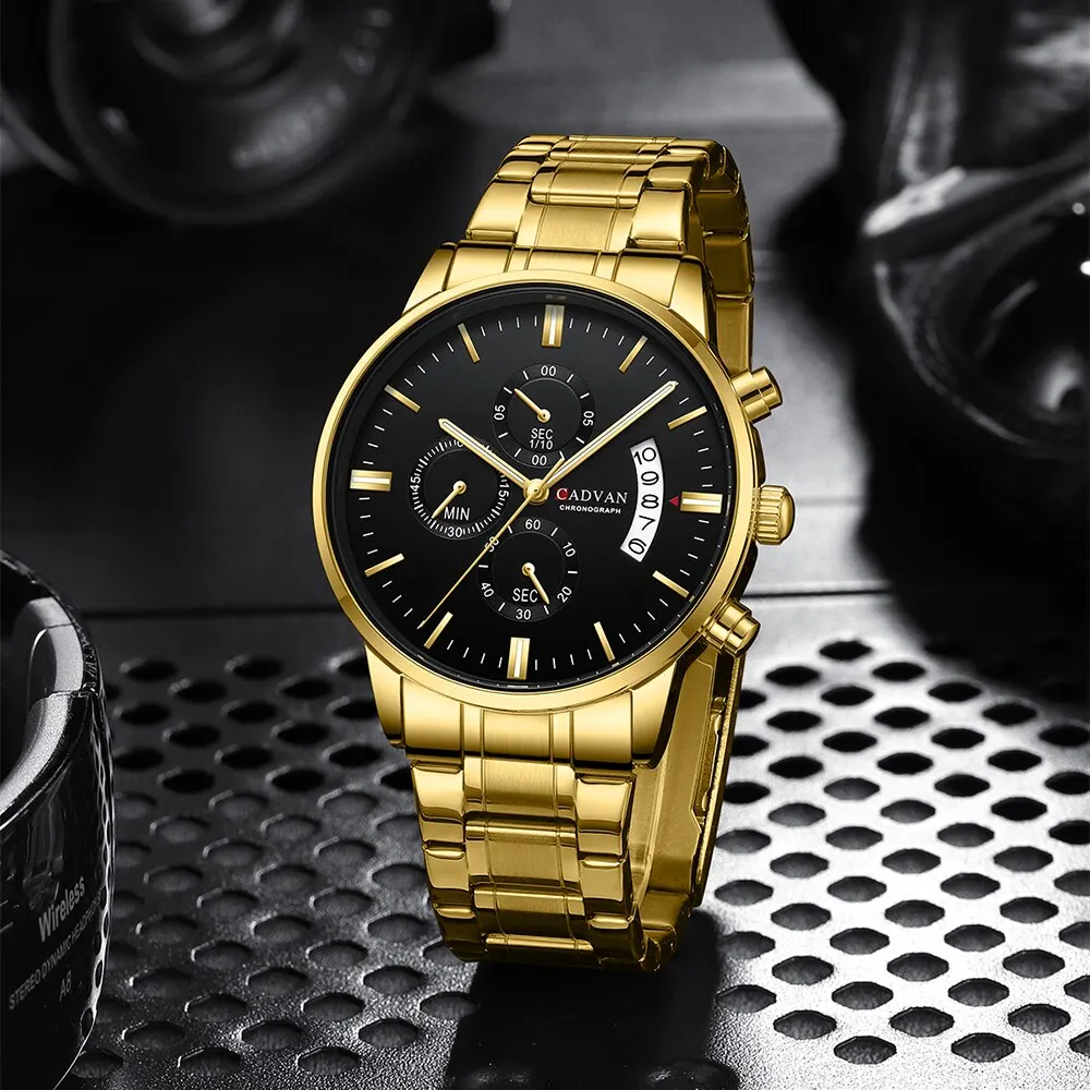 CADVAN Mens 시계 최고 브랜드 명품 유명 남성 시계 패션 캐주얼 크로노 그래프 군사 쿼츠 손목 시계 Relogio Masculino