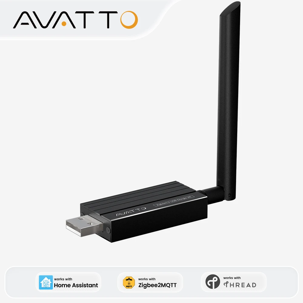 

AVATTO Zigbee3.0 / Thread USB-адаптер Plus, поддержка openHAB, шлюз-хаб Zigbee2 MQTT с антенной