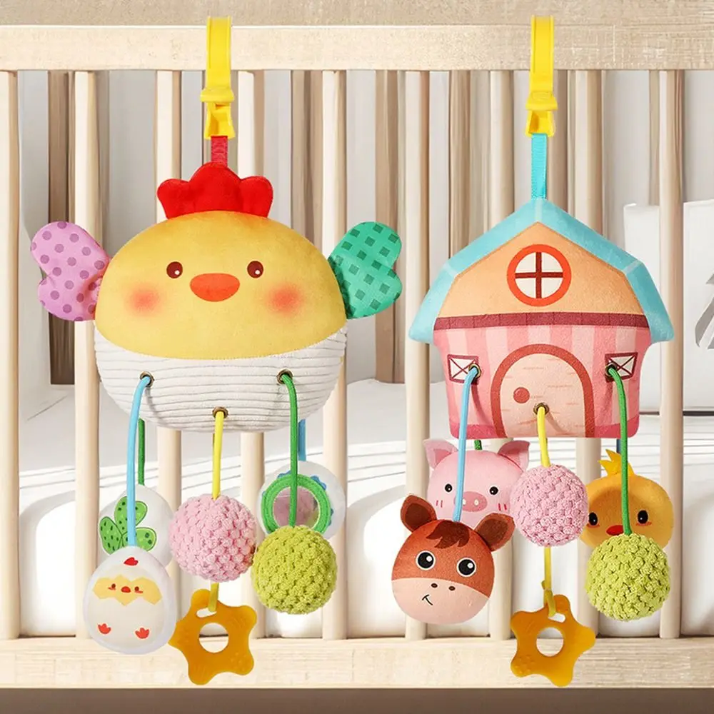 

Crab-shaped Baby Pull String Toys Distorting Mirror with Clamp Stroller Hanging Ornaments Comfortable To Touch Teether