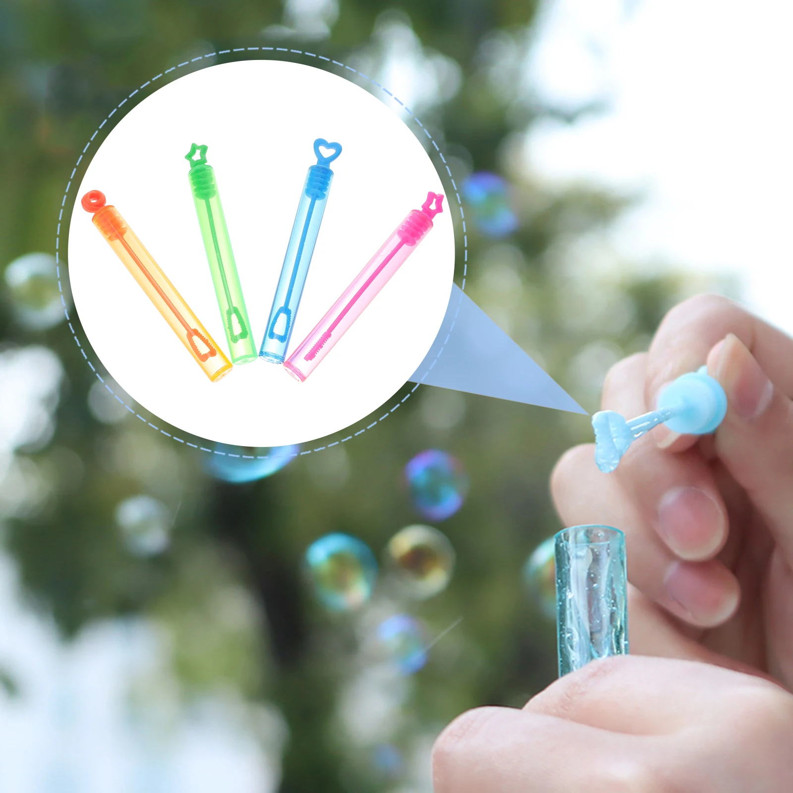 

24 pcs Mini Bubble Wand Toys Kids Summer Outdoor Activities Party Favors Bubbles Blow Lovely Shape Refillable
