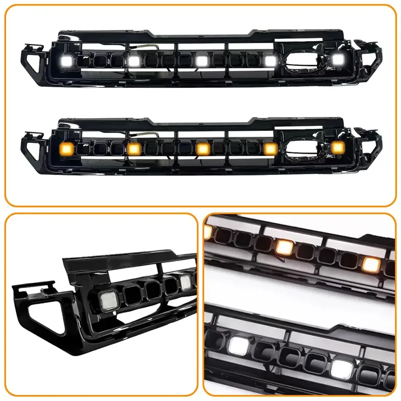 

for Defender 90 110 2020 + Car Styling Car Ventilation OCTA Grille Front Bumper Grill Mesh with led dynamic lights