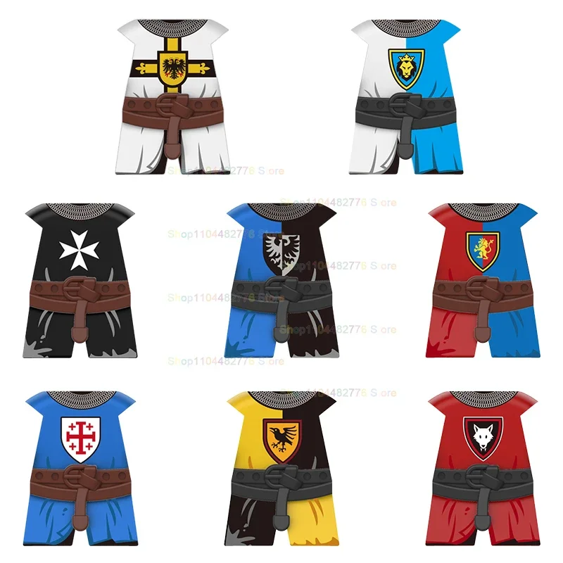 Mini personagem medieval lobo cinza cavaleiros do hospital acessórios blocos de construção couraça crianças para brinquedos presentes aniversário YLP005-012