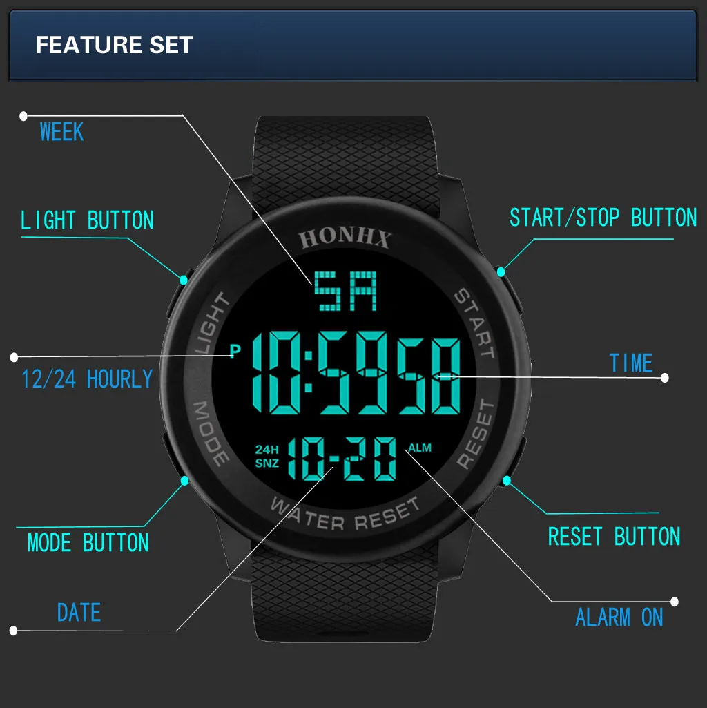 Luxury Men Analog Digital Military Sport LED Waterproof Wrist Watch