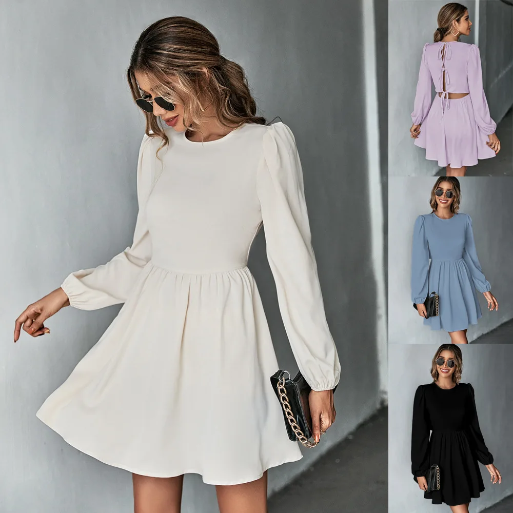 เดรสทรงเอไลน์หวานซ่อนเปรี้ยว รุ่น Dr 2024 สำหรับผู้หญิง สไตล์ครอส-บอร์เดอร์ แขนยาว ทรงเข้ารูปช่วงเอว ผ้าบางเบา เหมาะสำหรับฤดูหนาว ดีไซน์เรียบง่าย