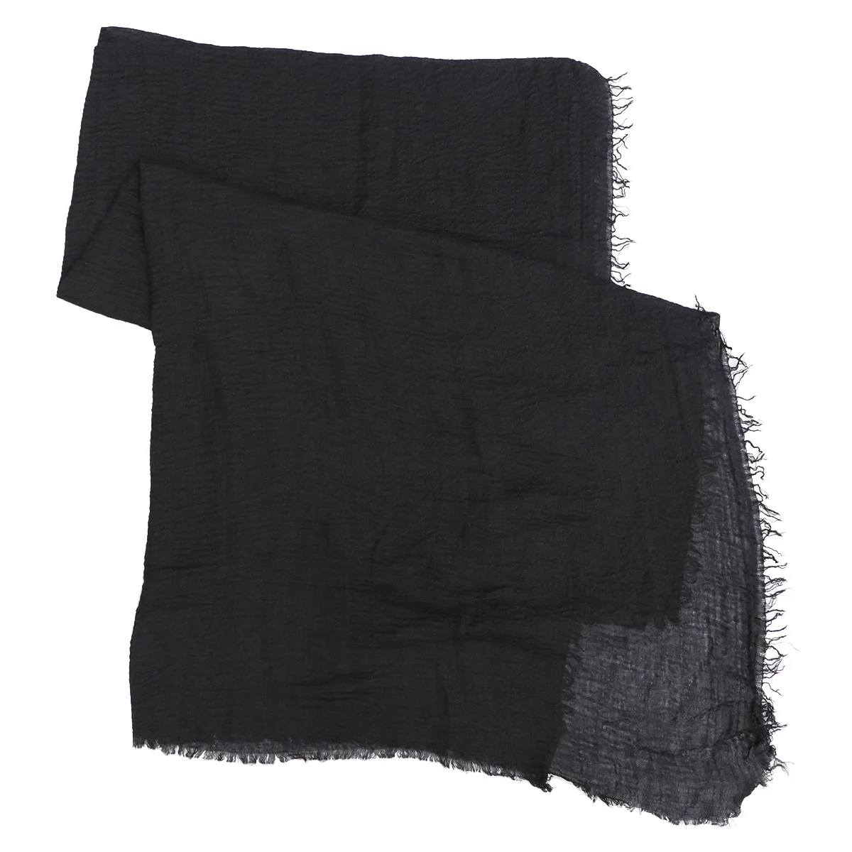 1Pc Linen Scarf Single Color Crumpled Style Scarf Cotton and Linen Scarf Simple Style (Black) Single Color Scarf