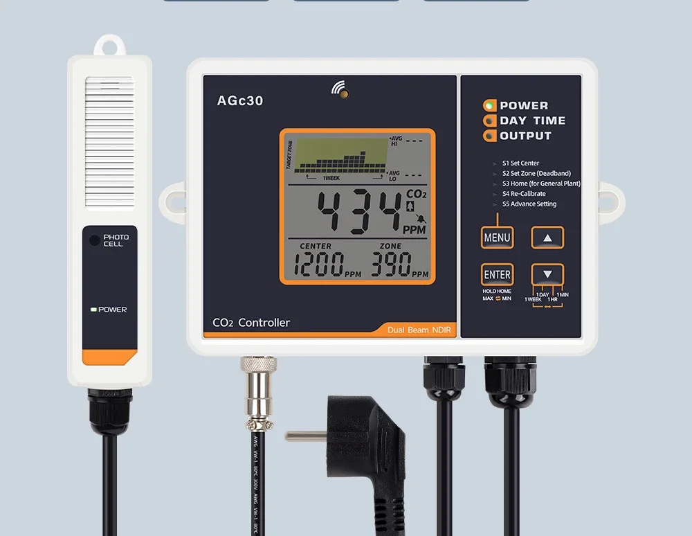 Carbon dioxide controller AGc30 greenhouse Livestock breeding Temperature and humidity CO2 detection Control instrument Detector