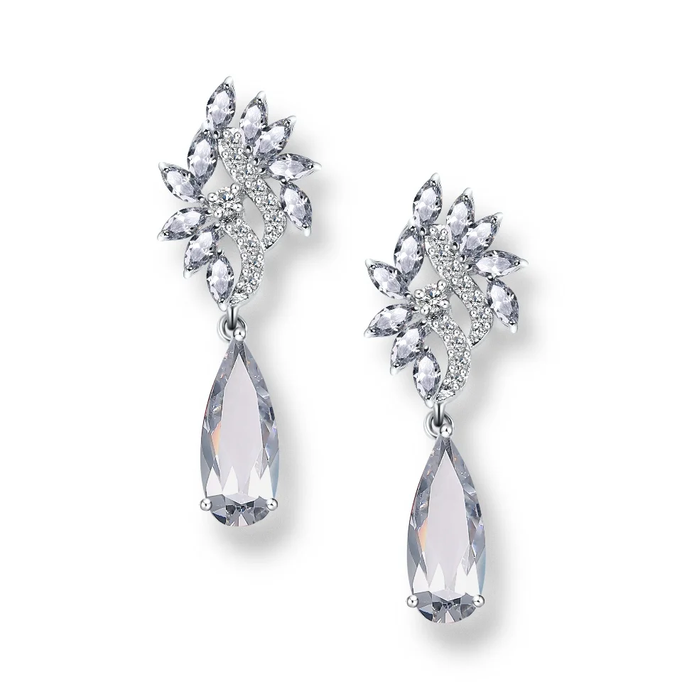 ZAKOL Classic Drop White Cubic Zirconia Dangle Earring Stylish Charms Bridal Earrings For Women Wedding Party Jewelry Wholesale