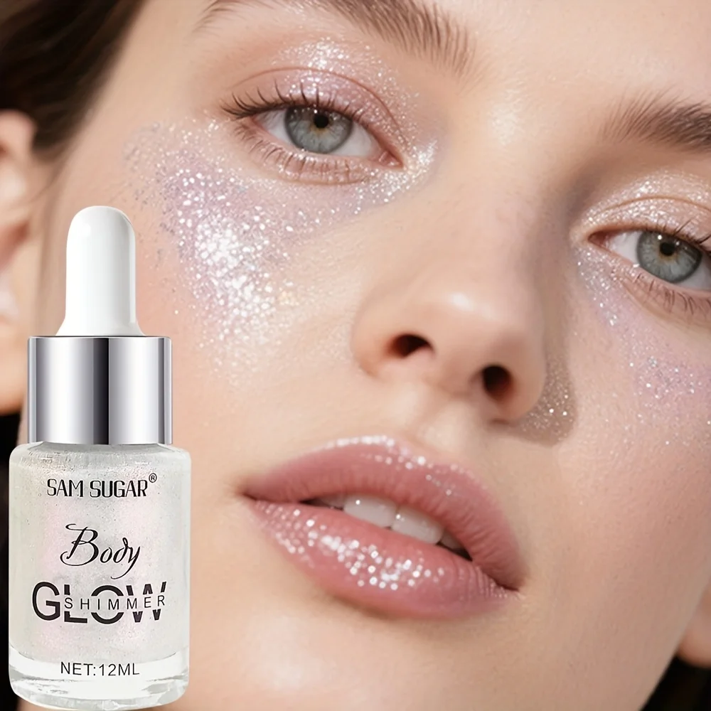 Olio luccicante per il corpo che si illumina al buio, liquido idratante a lunga durata, finitura lucida a copertura totale, scintilla impermeabile per feste