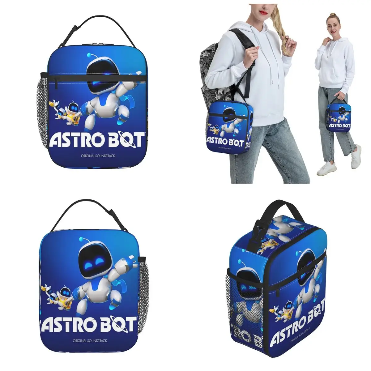 Astrobot Astros Playroom Merch Insulated Lunch Bag For Office Gamer Robot Food Box Portable Thermal Cooler Lunch Boxes