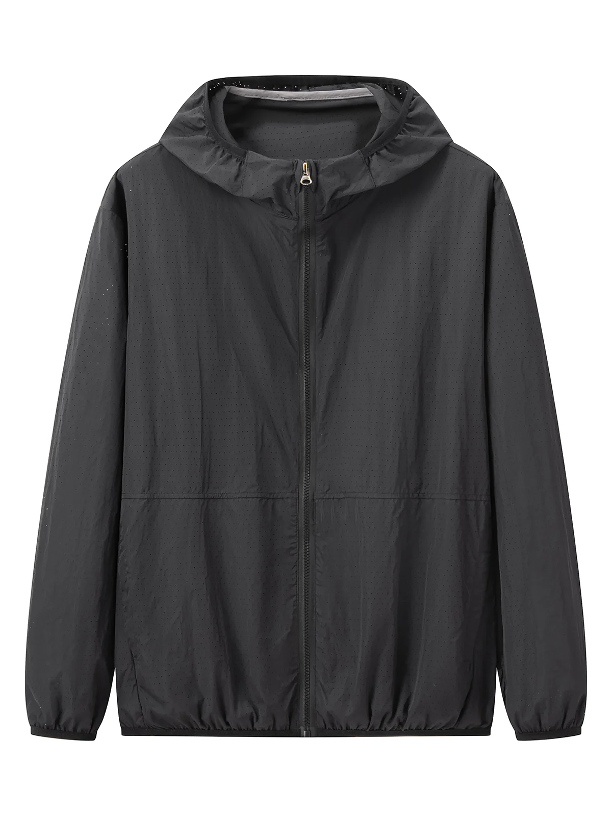 

Men's Loose Fit Laser Perforated Thin Qui Dry Breathable Casual Color Hooded Sun Protection Jaet Outerwear