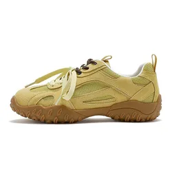 Women Sneakers Vintage Leather Knitted Fabric GAT Trainers Outdoor Walking Jogging Athletic Running Shoes Strapped Casual Shoes