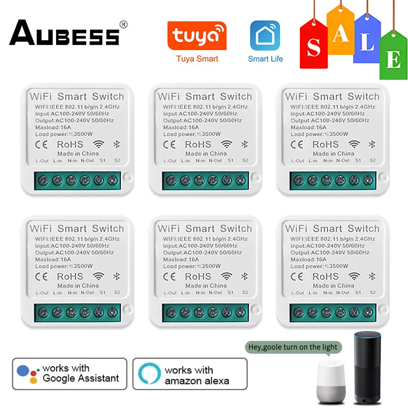 Ewelink 16a wifi interruptor inteligente diy luz inteligente interruptores módulo suporte 2-way controle via tuya vida inteligente app alexa google casa