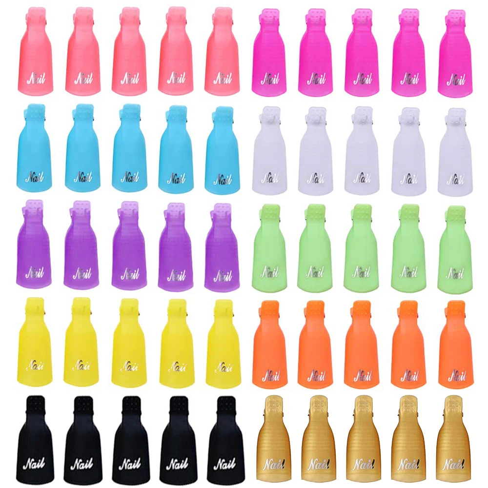 10pcs Plastic Nail Art Soak Off Cap Clip Manicure Nail Clip UV Gel Polish Remover Wrap Cleaner Reuseable Fingers Tips Nails Tool