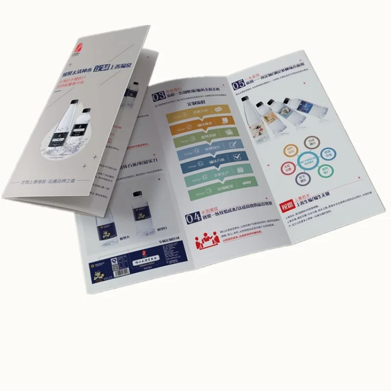 custom Custom coated Paper Logo Printing Folding Flyer Catalogue Brochure Booklet Instruction Manual Leaflet Printing