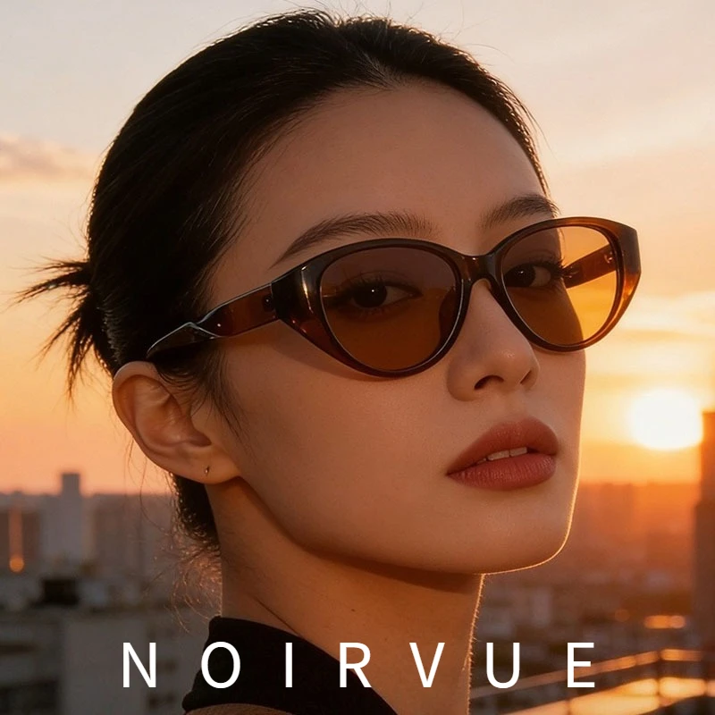 

NOIRVUE Retro Cat-Eye Sunglasses for Men Women Spiral Temples AC Len,Outdoor Fashion Sun Glasses