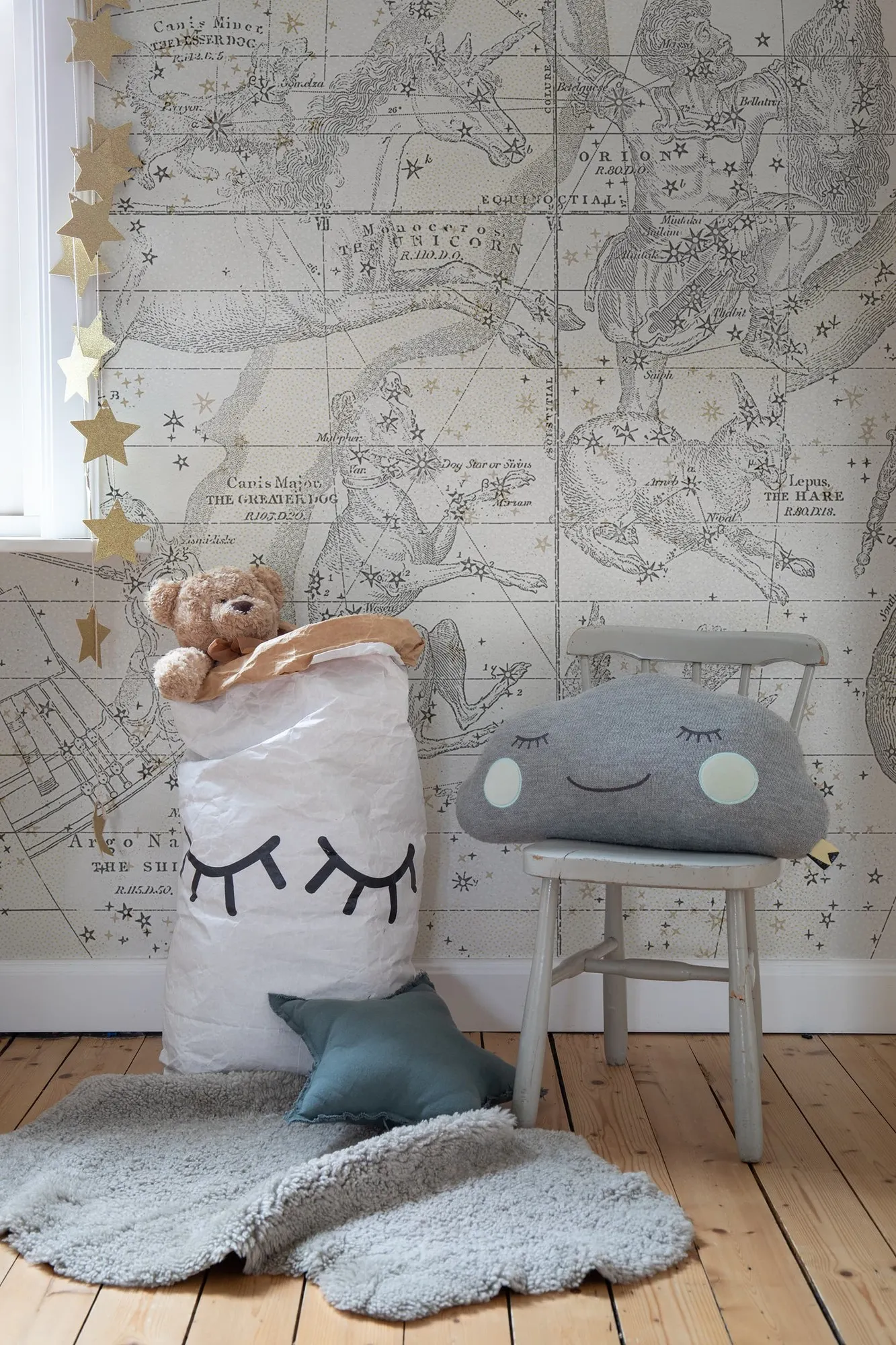 Papel pintado blanco con diseñ - Custom Star Map reseña y precio