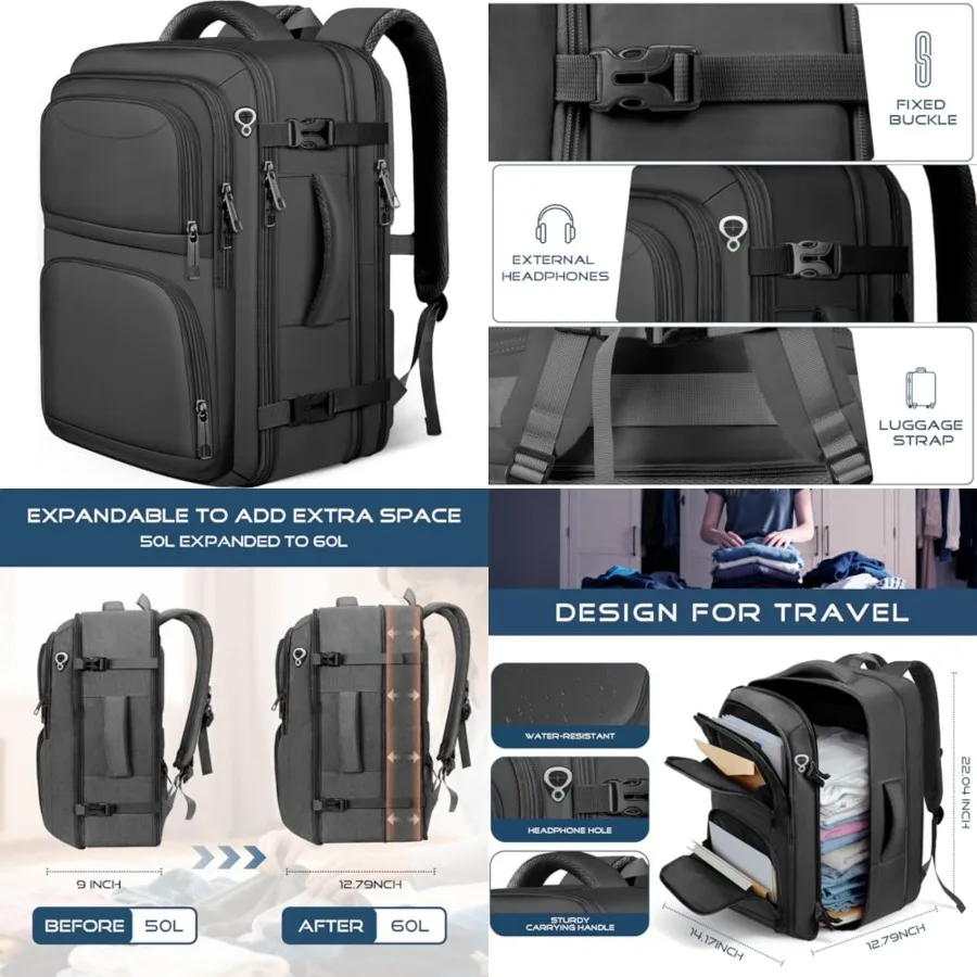 

Travel Backpack, Extra Large Travel Backpack, TSA 18.4 inch Laptop Bag Flight Approved, Lightweight Business Luggage Bag, Gifts