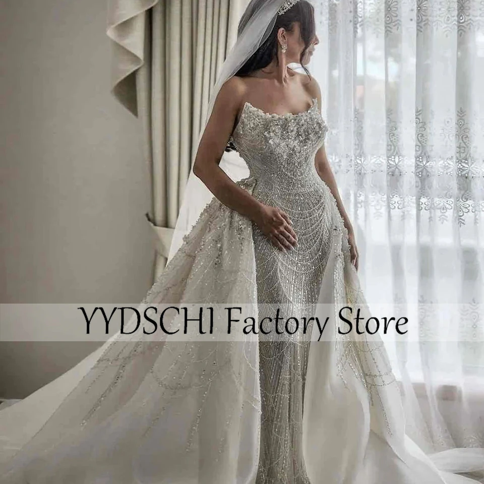 Customized Wedding Dress African Luxury Shiny Appliques V- Neck 2024 Bridal Dresses Vestidos De Novia Ball Gown For Women