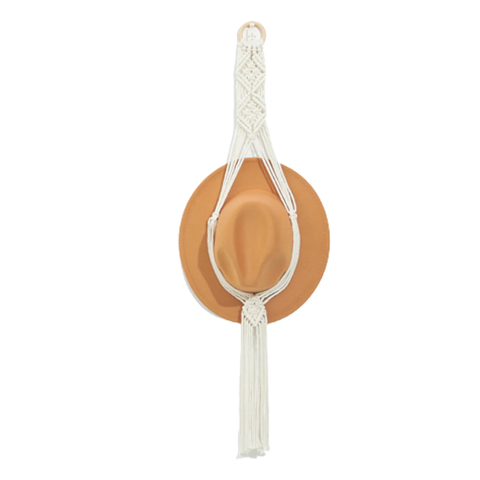 Hanging Macrame Cotton Cord Hat Rack Easy Installation Soft Hat Organizer for Maintaining Your Hat Shape