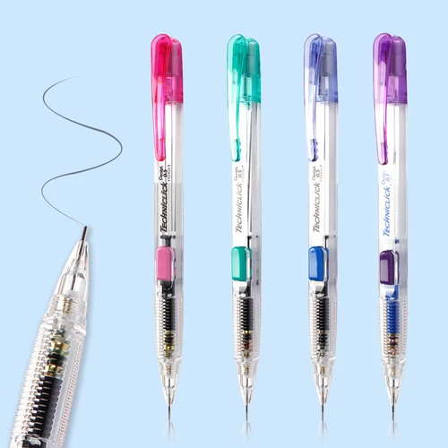 Lápices mecánicos de empuje con prensa lateral, material de papelería escolar, material de escritura, Japón Pentel PD 105T/107T, 0,5/0,7mm, 1 unidad