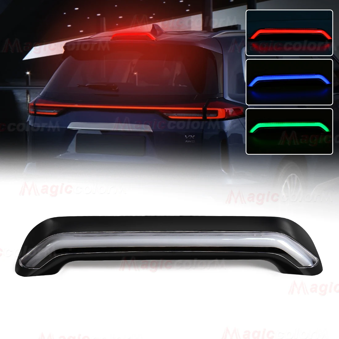 Universal Car LED Third Brake Lights Additional Rear Brake Parking Warning Lamp Truck SUV High Mount Stop Warning Red Blue Green