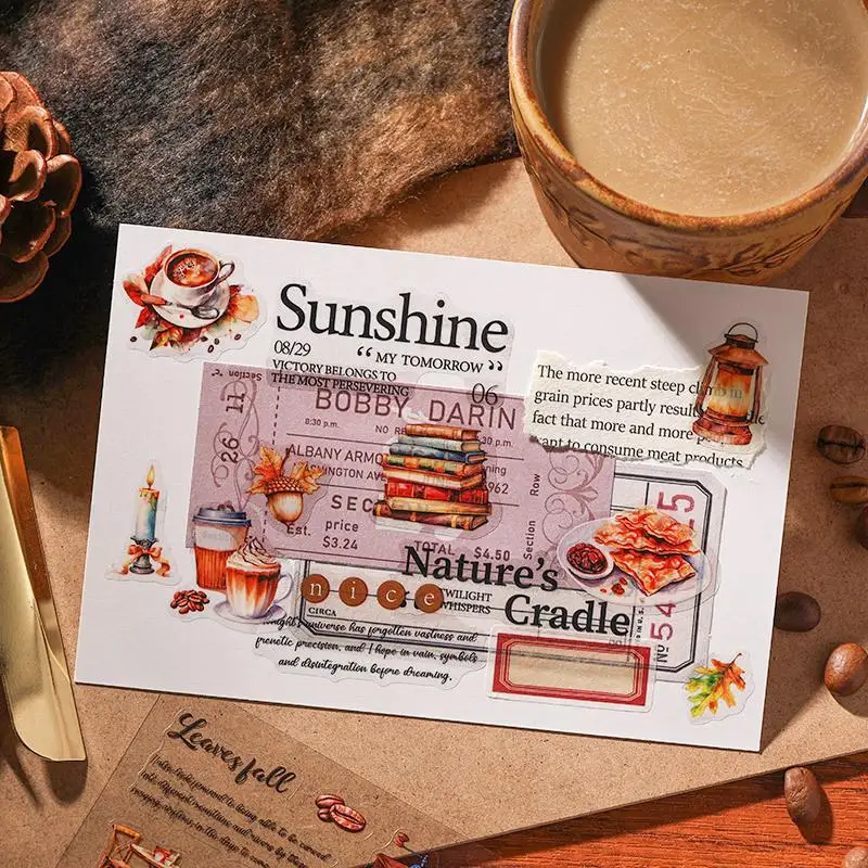 Paket Stiker 4 Lembar/Tas Stiker Datar Makanan Penutup Buku Tempel DIY & Dekorasi Perencana untuk Casing Ponsel Notebook