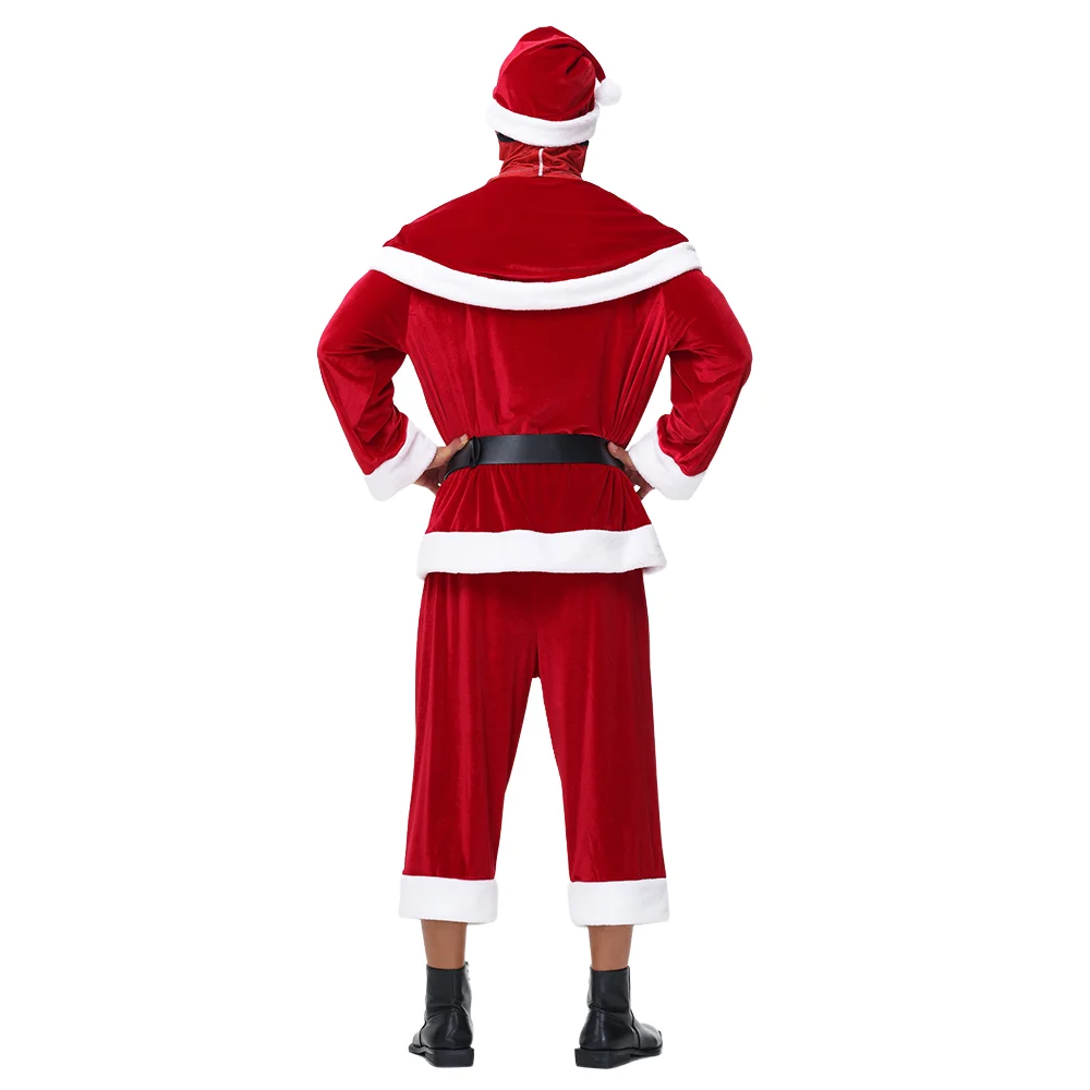 Christmas Suit Santa Claus Costume Red Cosplay Saint Nicholas Suits Family Dress Up Party Festival New Year Clothes Set For Men