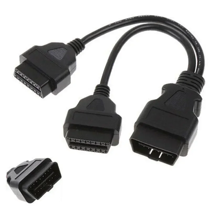 30CM OBD2 16 Pin Cable Extension Splitter Male to Dual Female Y OBD 16Pin Cable 1-2 OBD Connector Adapter