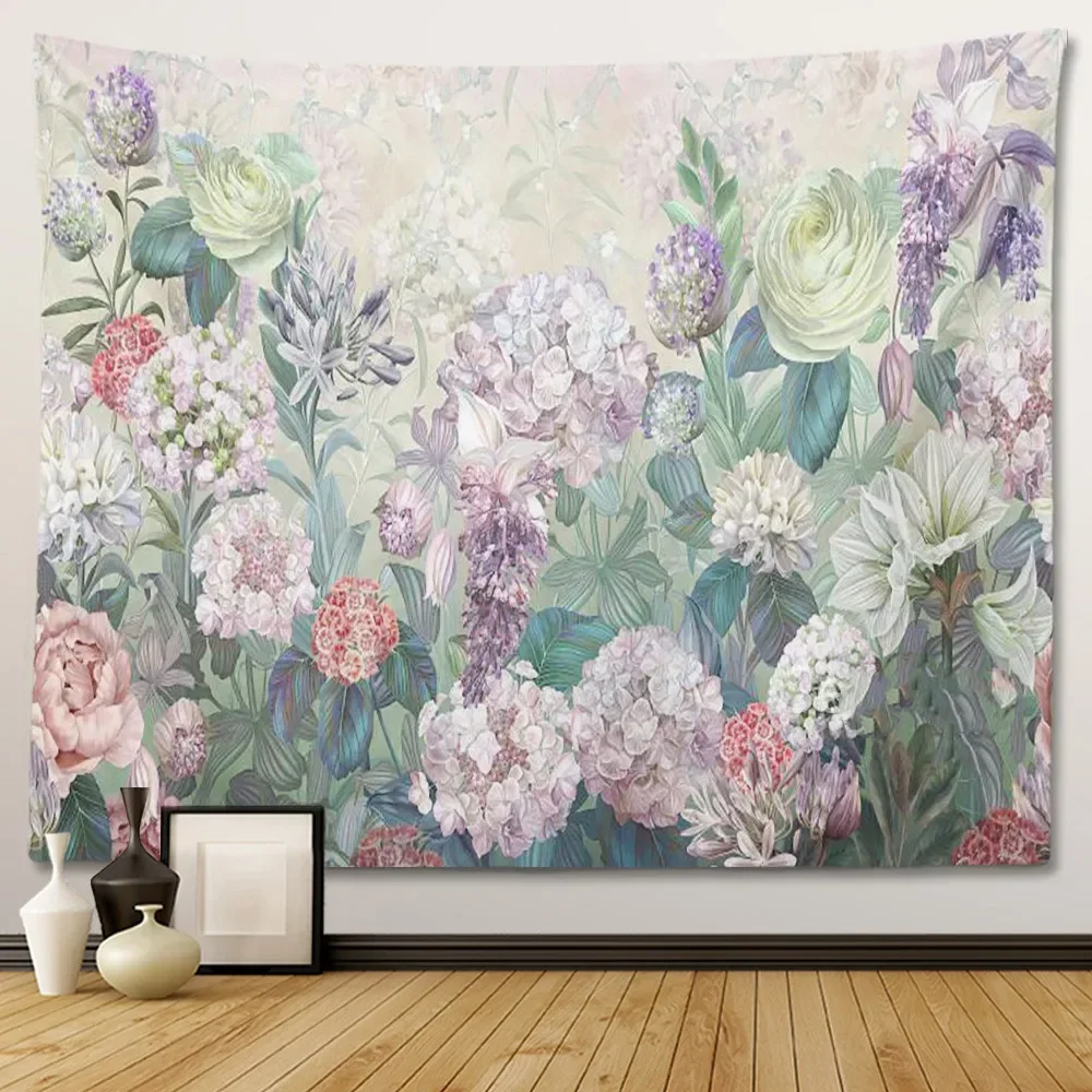 Europe Flower Vintage Tapestry Retro Plant Theme Wall Hanging Bedroom Decorative Wall Tapestry Home Room Living Room Decoration