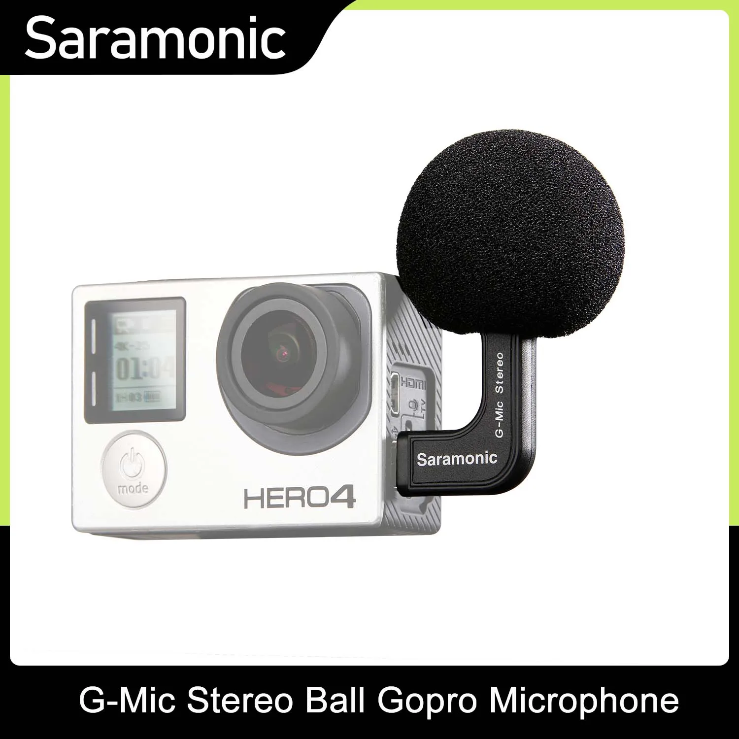 Saramonic G-Mic Stereo Ball Gopro Microphone with Foam Windscreens for GoPro HERO3, HERO3+ and HERO4