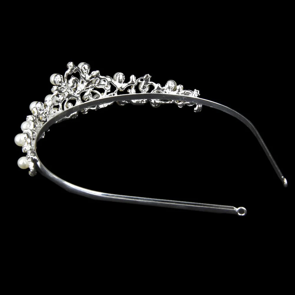

Pearl Rhinestone Crown Hair Clip Silver Alloy Tiara For Women Wedding Party Bridal Hair Accessories