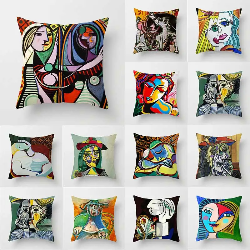 Abstract Woman Pillow Art case Sofa Decoration Polyester  Picasso Oil Painting Print