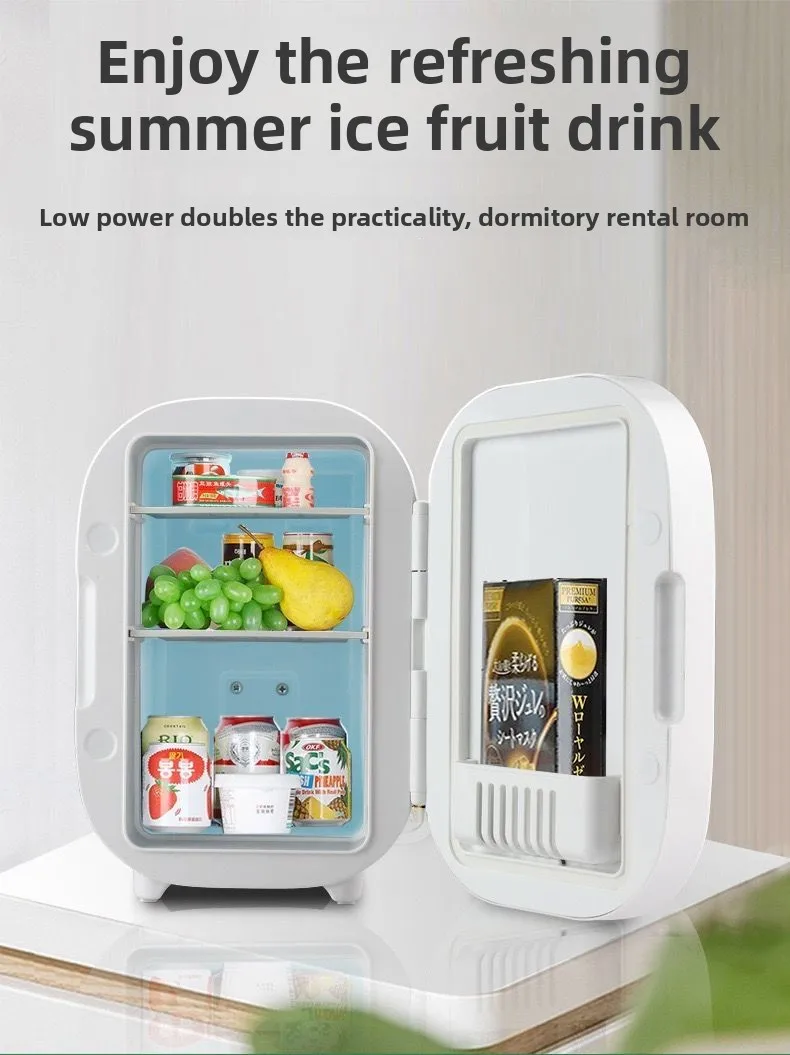 

Холодильник для косметики, мини-холодильник 8 л со светодиодной подсветкой, зеркало для макияжа, охлаждаемый автомобильный холодильник для студентов