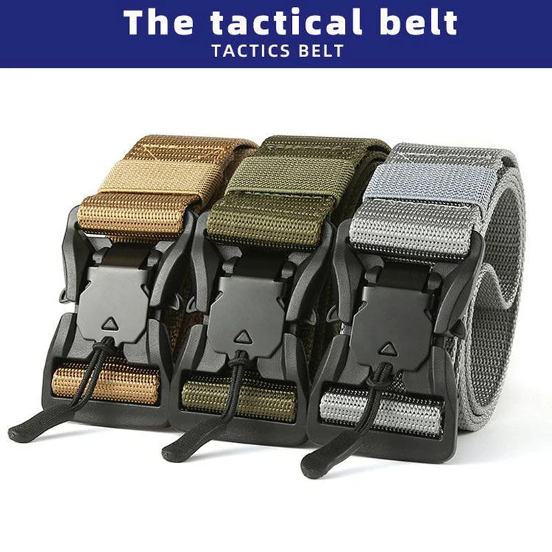 Buckle Training Hunting Climbing Camping Molle Belt 125cm Camouflage Tactical Belt Nylon Military Army Belt Outdoor Magnetic